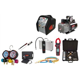 Kit F-GAS Professionnel – Complet avec Pompe à Vide, Récupérateur, Manomètres, Azote, Détecteur de Fuites, Thermomètre, Multimèt